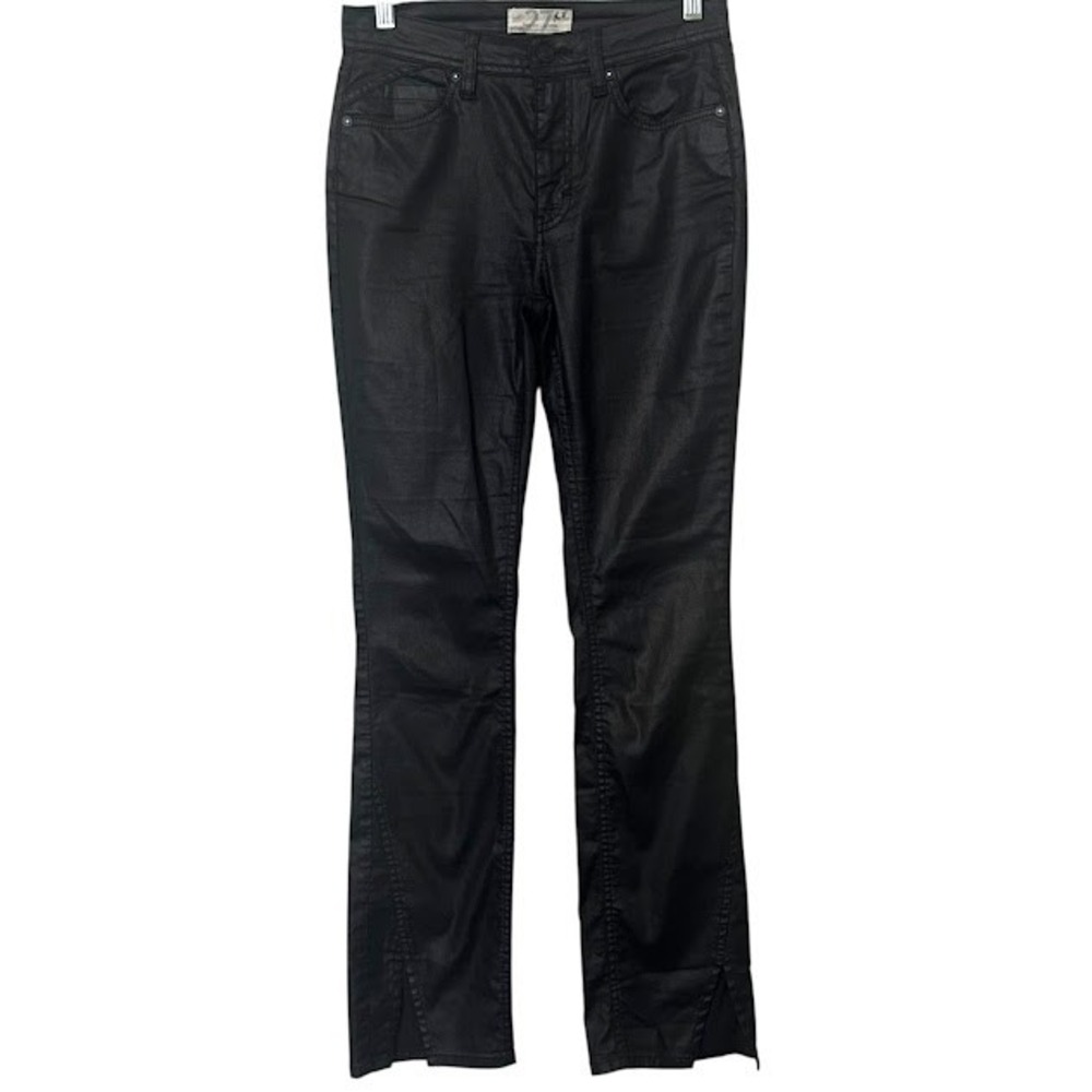 Free People We the Free Black Spellbound Coated Split Hem Bootcut Jeans 27